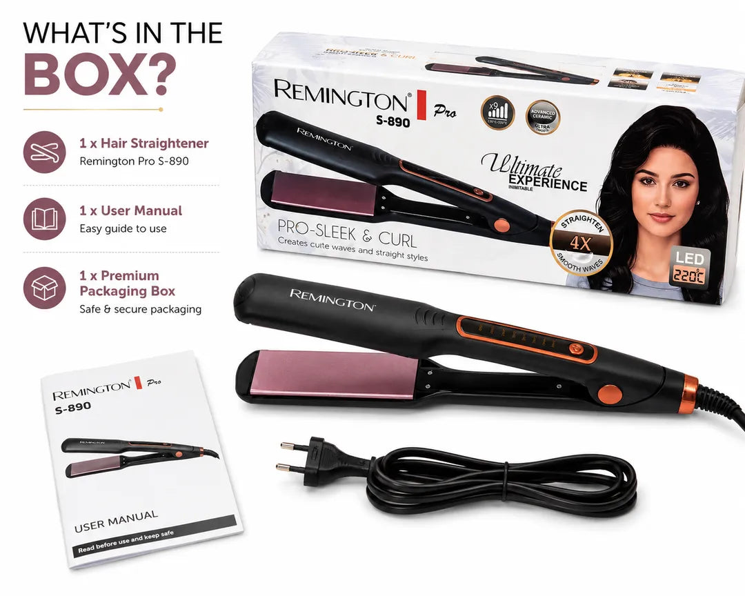 Remington Pro S-890 Hair Straightener & Curler Ceramic Coated Plates