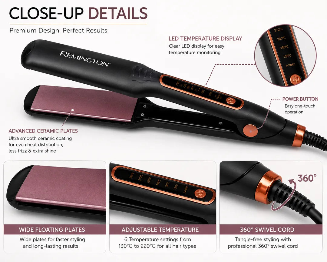 Remington Pro S-890 Hair Straightener & Curler Ceramic Coated Plates