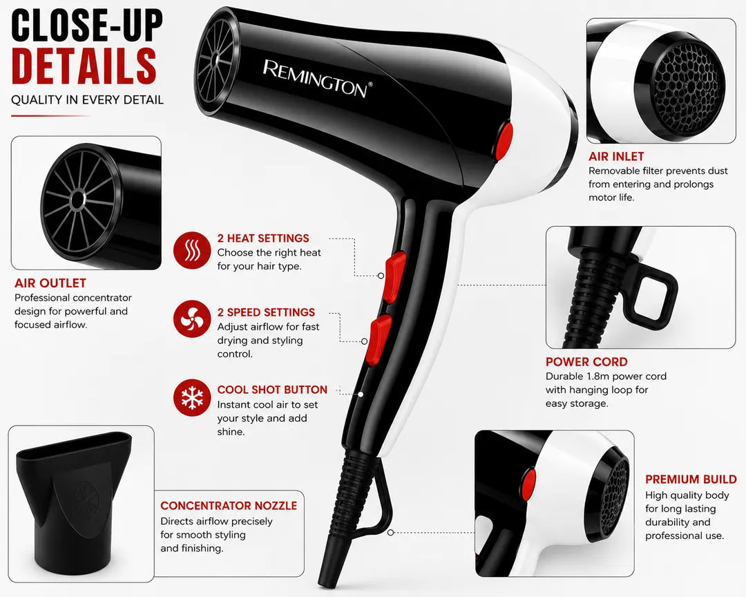Salon Compact Hair Dryer RM-6002