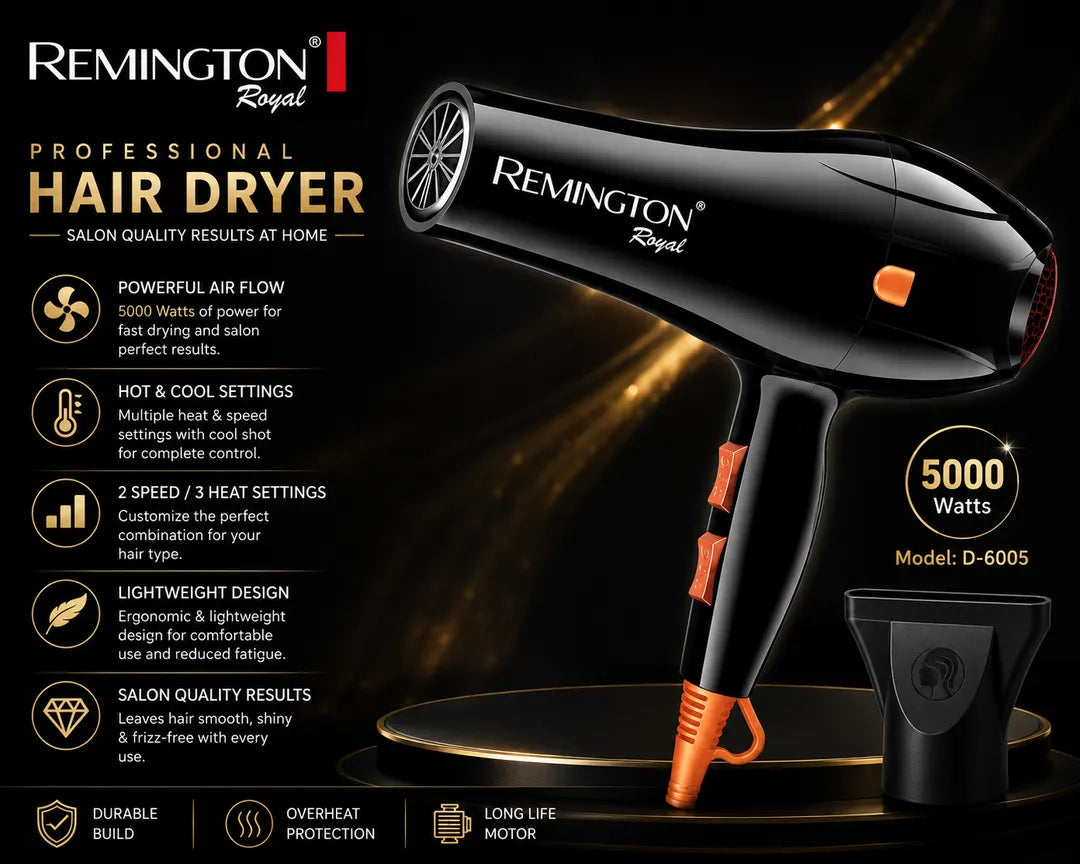 Remington D-6005 Professional Hair Dryer 5000W Standard Size