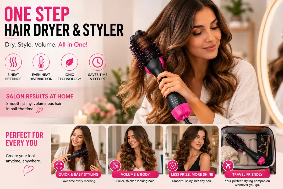 Professional Ionic Hair Dryer & Styler Brush