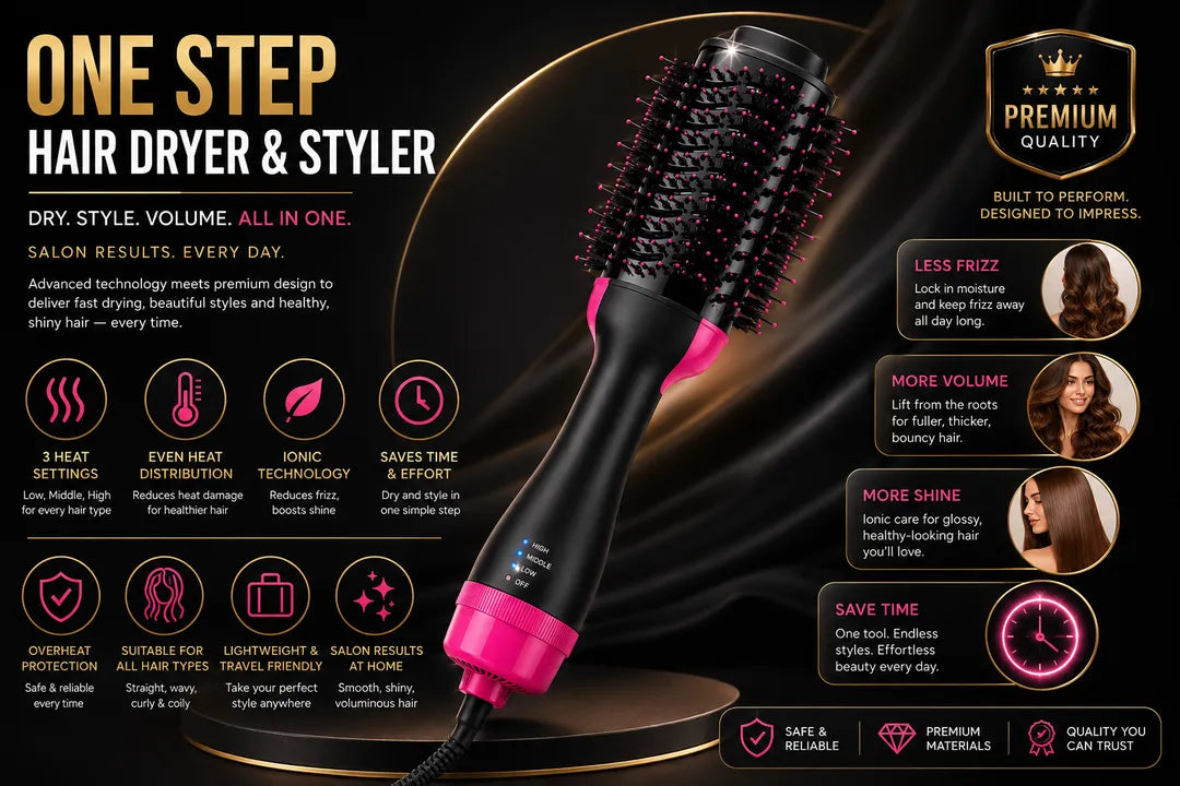 Professional Ionic Hair Dryer & Styler Brush