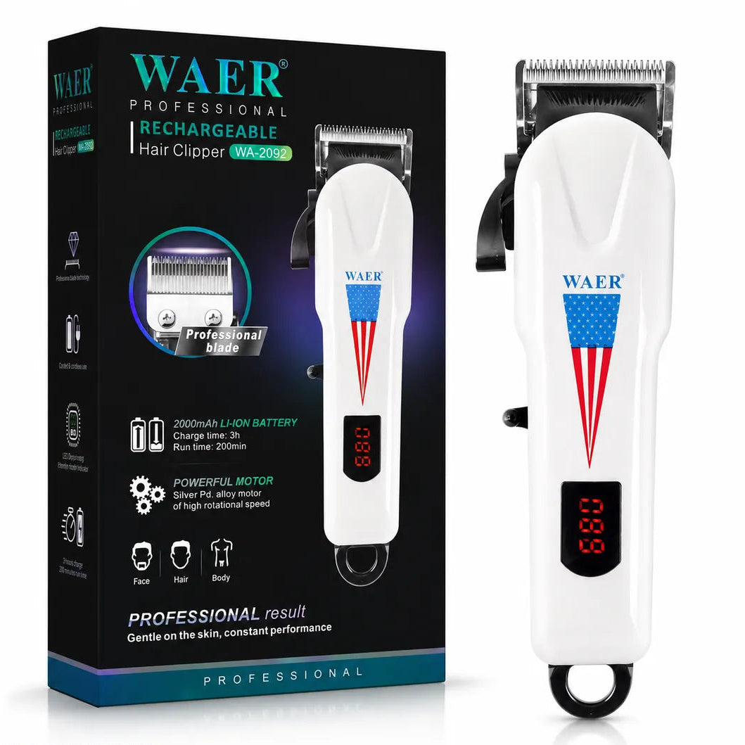 WAER WA-2092 Professional Rechargeable Hair Clipper with LED Display