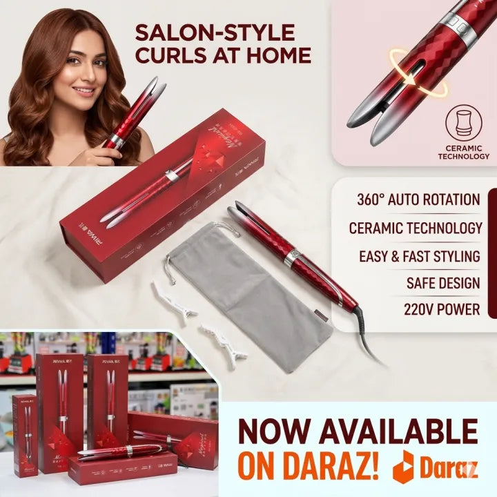 RIWA Magicurl RB-8504 Automatic Hair Curler | 360° Auto Rotating Curling Iron | Ceramic Technology | Salon-Style Curls | 220V