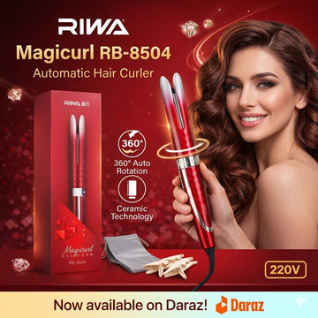 RIWA Magicurl RB-8504 Automatic Hair Curler | 360° Auto Rotating Curling Iron | Ceramic Technology | Salon-Style Curls | 220V