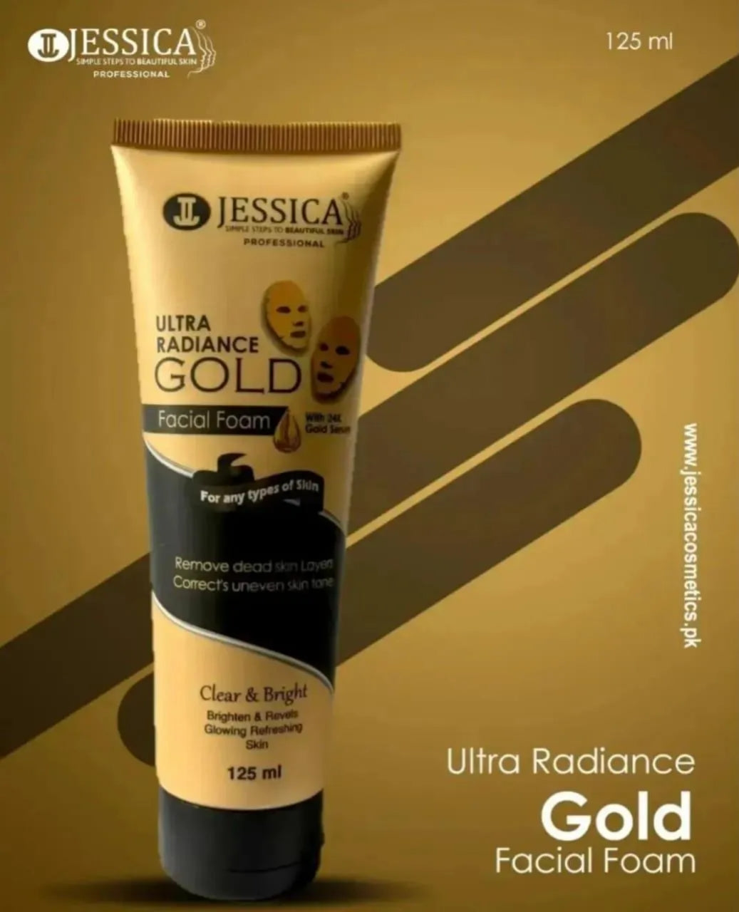 Jessica Ultra Radiance Gold Facial Foam 125ml Dead Skin Remover