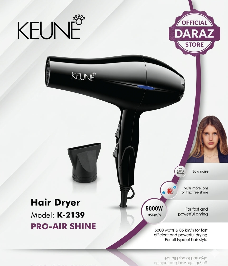 High Quality Professional Hair Dryer 5000W | Pro Air Shine | Intelligent Temperature Control | Fast Dry & Overheat Protection