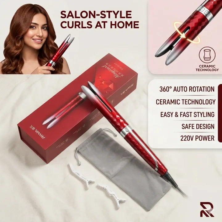 RIWA Magicurl RB-8504 Automatic Hair Curler | 360° Auto Rotating Curling Iron | Ceramic Technology | Salon-Style Curls | 220V