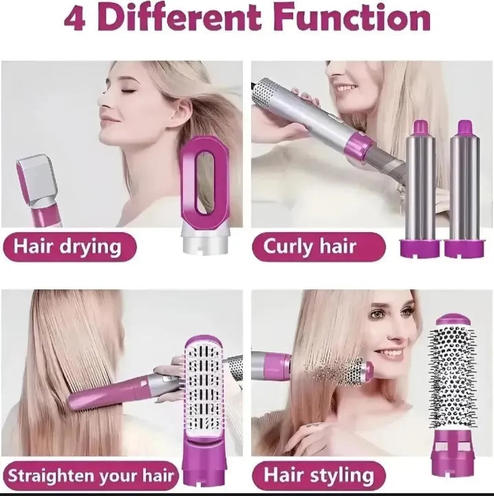5 in 1 Hair Styler, Blow Dryer Brush, Hair Dryer Brush Negative lonic Electric, Hair Wrap Hair Styler, Detachable Brush Heads Comb for Straightening Automatic Curling Styling, Auto Wrap Curler