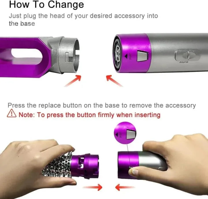 5 in 1 Hair Styler, Blow Dryer Brush, Hair Dryer Brush Negative lonic Electric, Hair Wrap Hair Styler, Detachable Brush Heads Comb for Straightening Automatic Curling Styling, Auto Wrap Curler