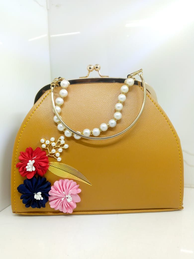 Beautiful Flower Design Embroidered Top Handle Bag For Ladies