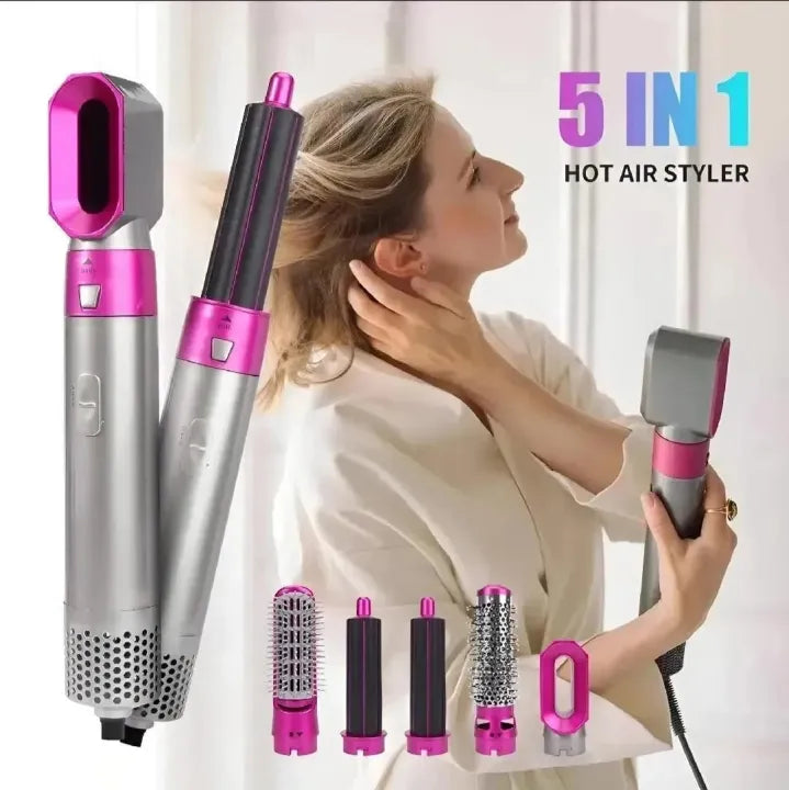 5 in 1 Hair Styler, Blow Dryer Brush, Hair Dryer Brush Negative lonic Electric, Hair Wrap Hair Styler, Detachable Brush Heads Comb for Straightening Automatic Curling Styling, Auto Wrap Curler