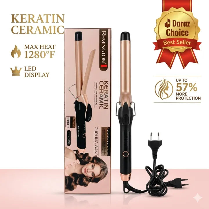 Professional Keratin Ceramic Hair Curling Wand | 1280°F Ultra High Heat | LED Display | RE-5039