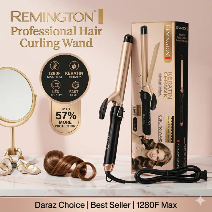 Professional Keratin Ceramic Hair Curling Wand | 1280°F Ultra High Heat | LED Display | RE-5039