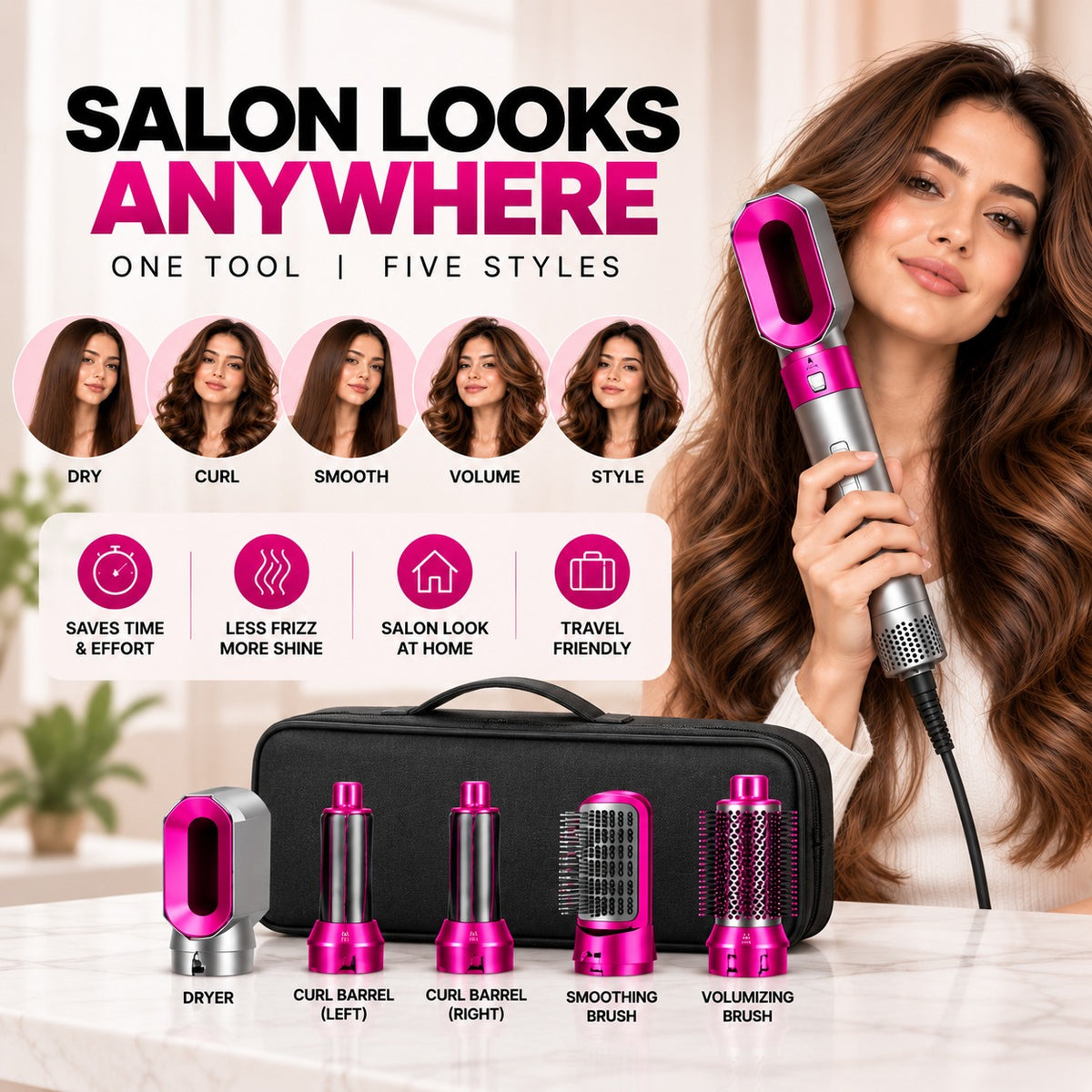 5-in-1 Professional Hair Styler & Auto Curler