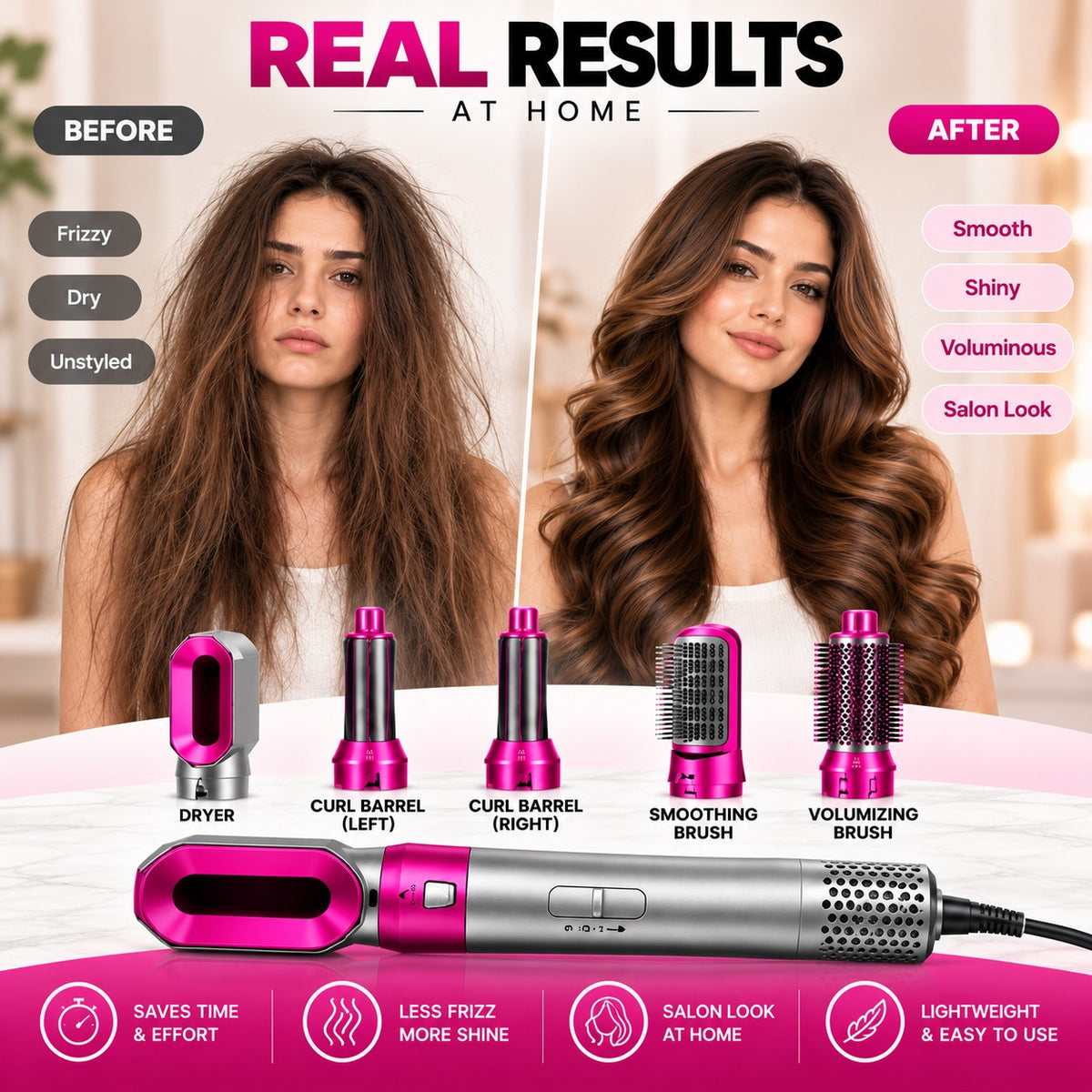 5-in-1 Professional Hair Styler & Auto Curler