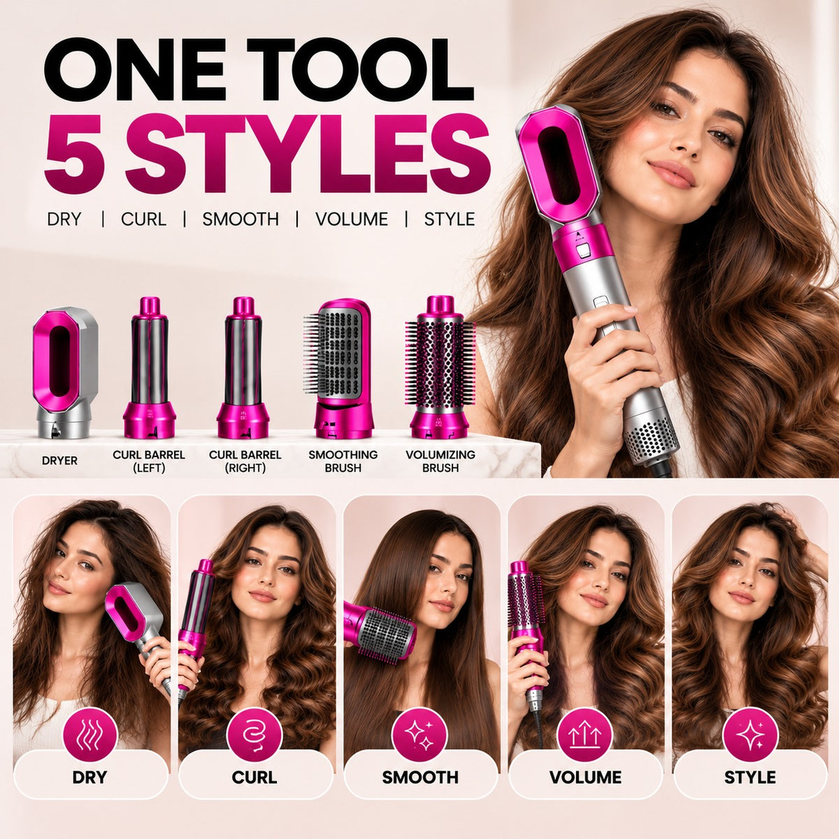 5-in-1 Professional Hair Styler & Auto Curler
