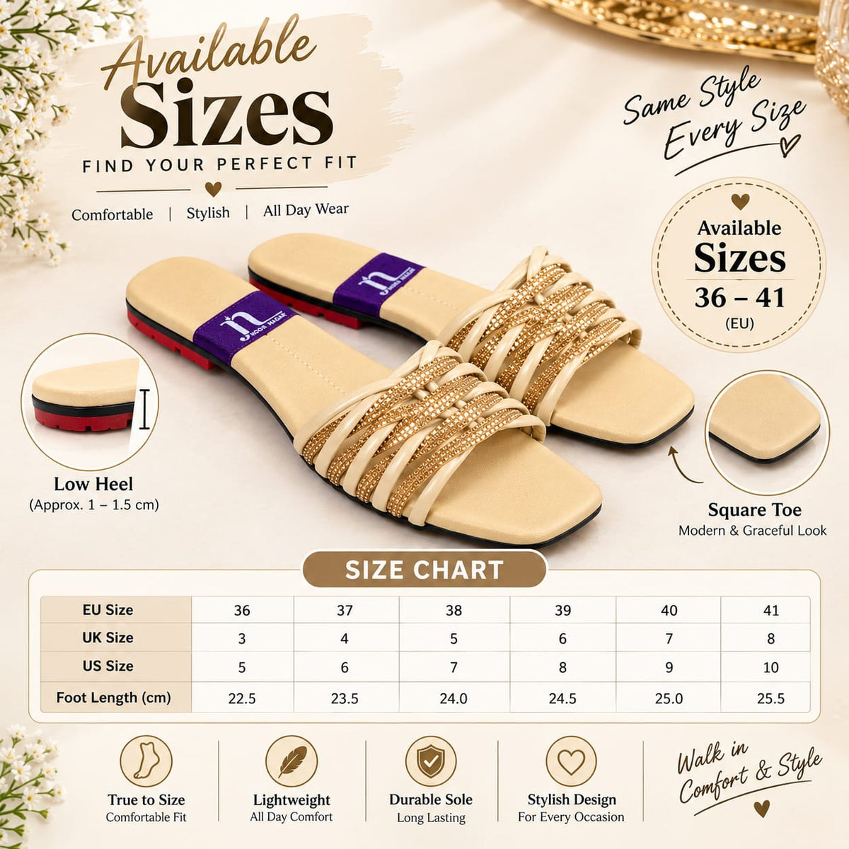 Joota Nagar - Beige Crystal Embellished Flat Slides