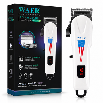 WAER Professional Rechargeable Hair Clipper WA-2092 | 2000mAh Li-ion Battery | LED Display | USB Charging