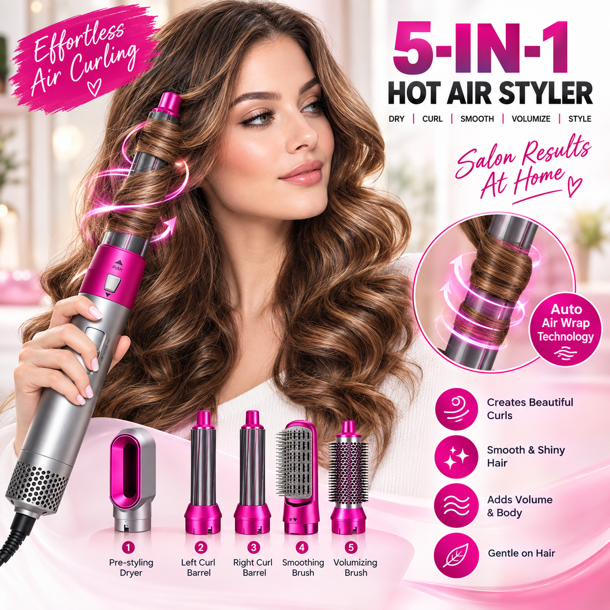 5-in-1 Professional Hair Styler & Auto Curler